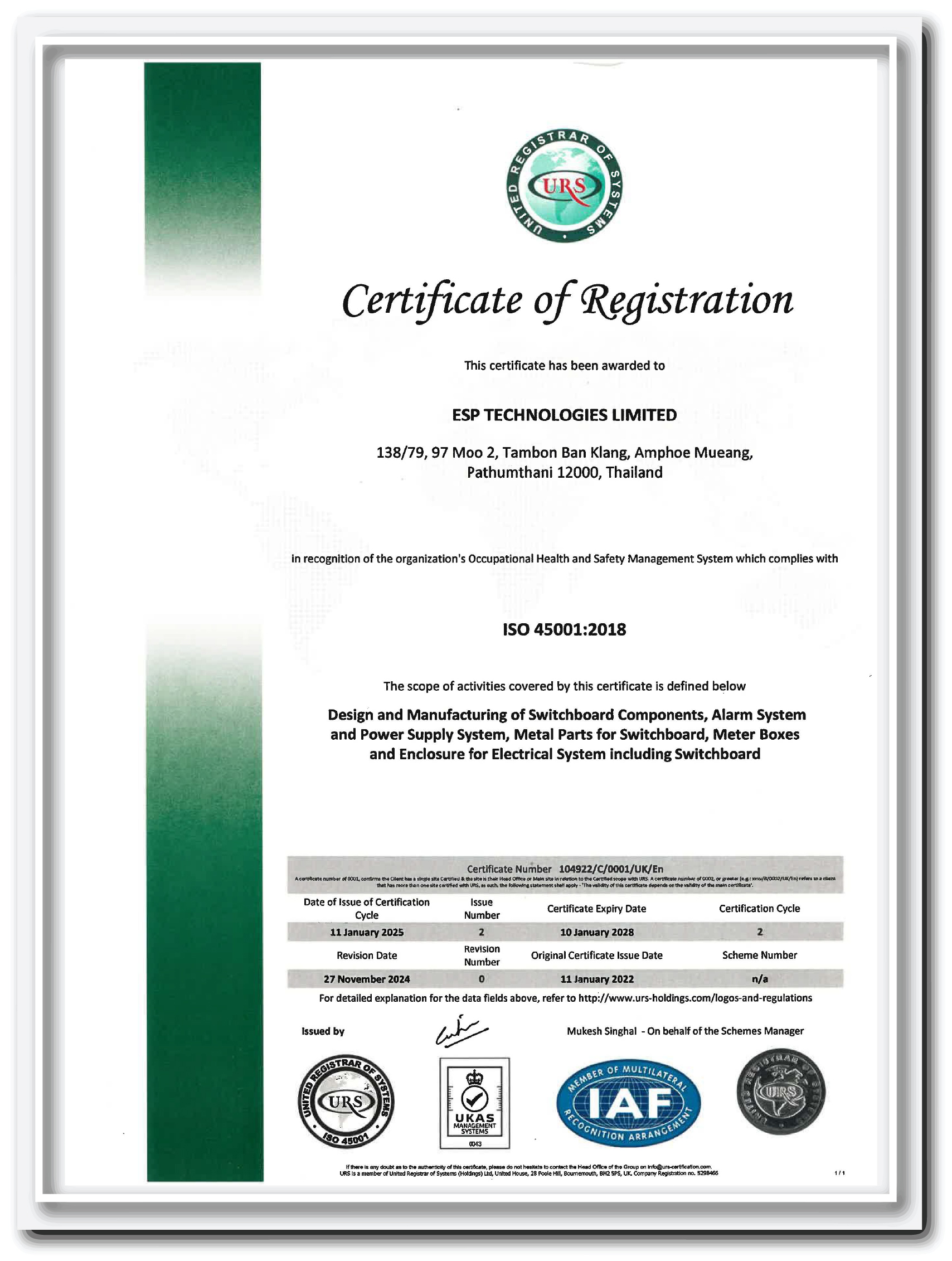 cer ISO 45001 ESP